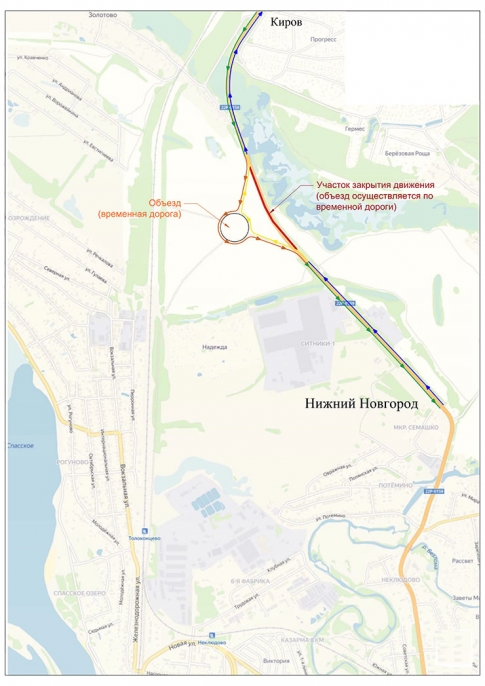 Схема движения в районе развязки Неклюдово – Золотово в Борском районе будет изменена на месяц